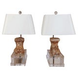 Fantastic pair of 18th C fragments repurposed for lamps