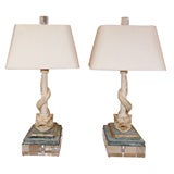 Antique Pair of English carved dolphins repurposed for lamps