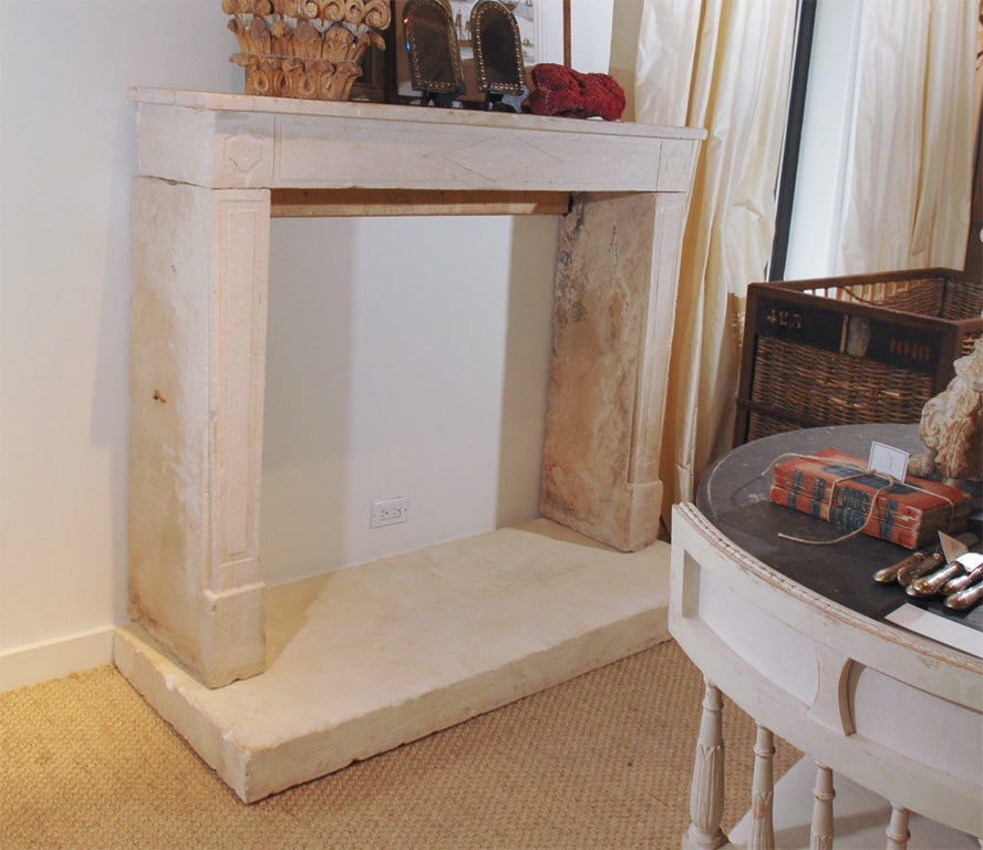 Early 18th c carved limestone mantle/hearth