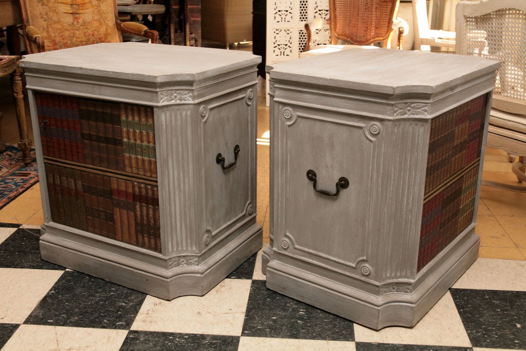 American Pair of Faux Painted Side Tables For Sale