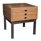 Cerused Oak & Polished Aluminum Side Table