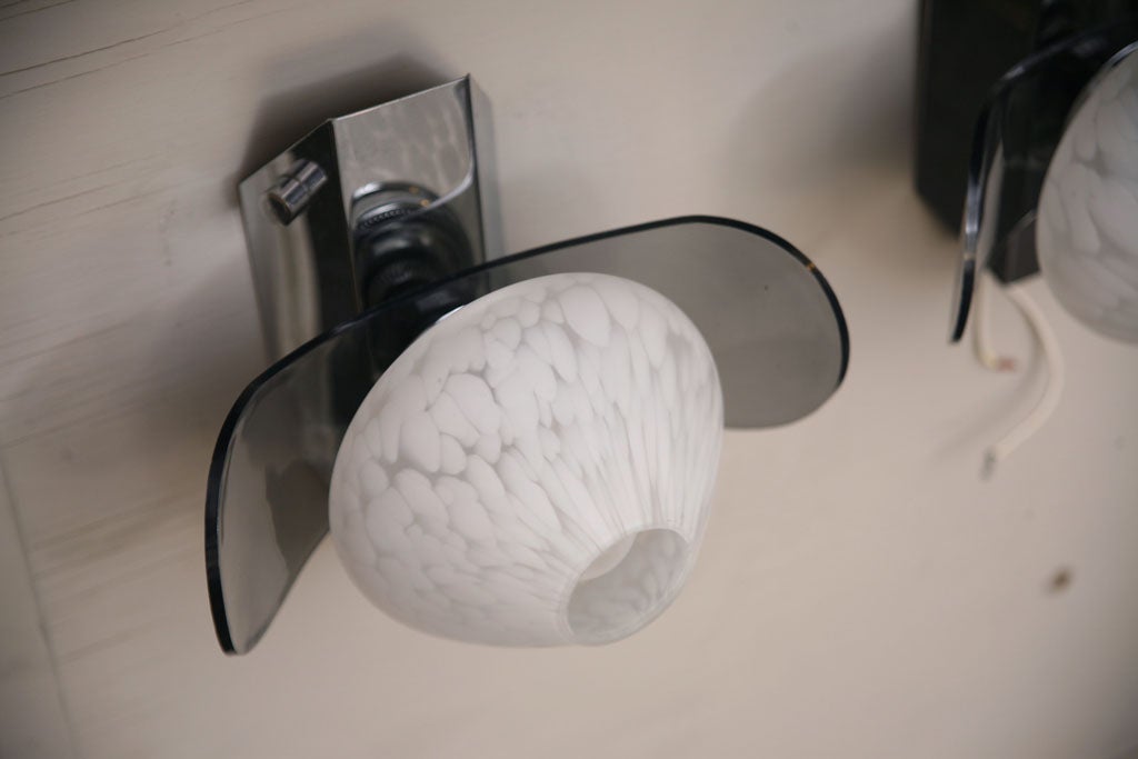 Modern Murano Glass and Chrome with Lucite Sconces 1