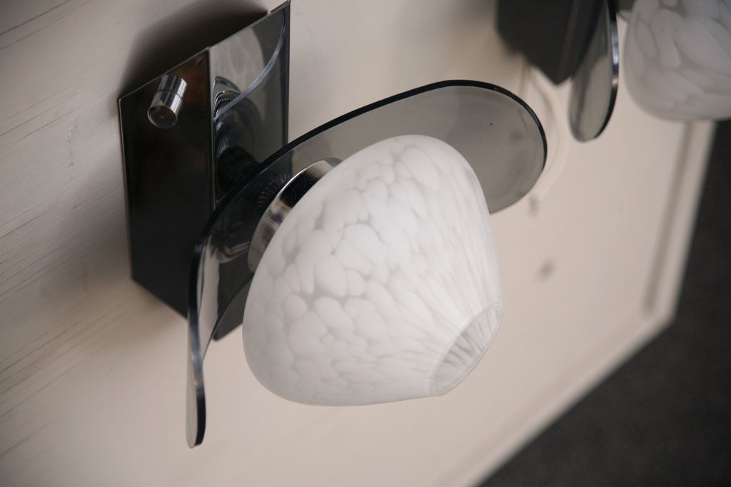 Modern Murano Glass and Chrome with Lucite Sconces 2