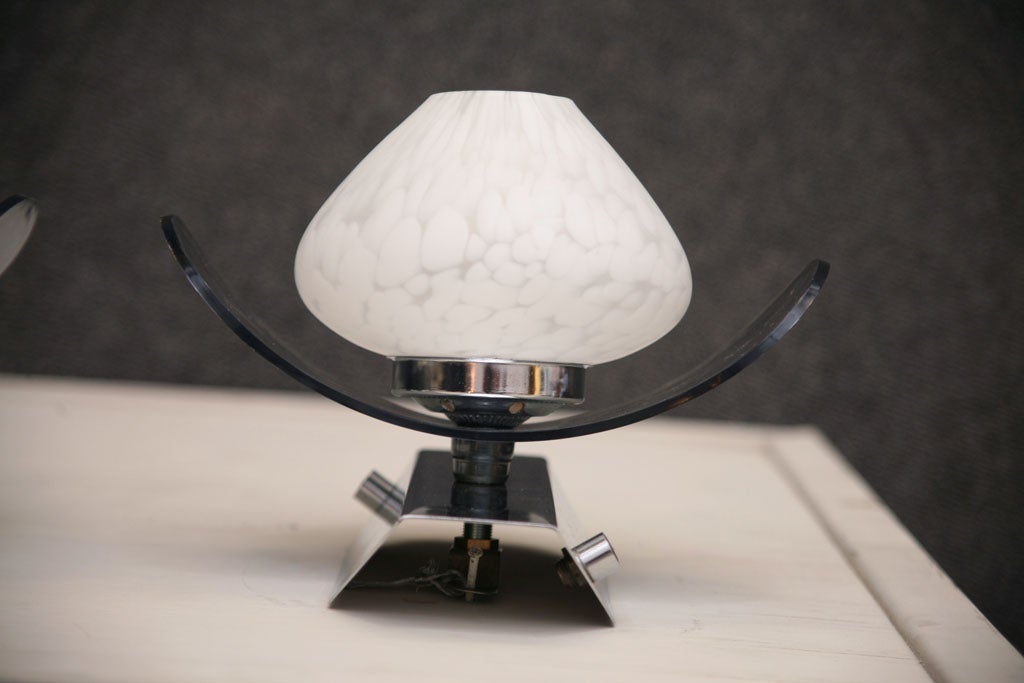 Modern Murano Glass and Chrome with Lucite Sconces 3