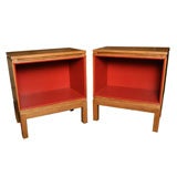 French 1940's Oak Shadow Box Bedside Tables