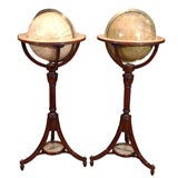 Pair important floor 19th Century Globes, signed W. Carey