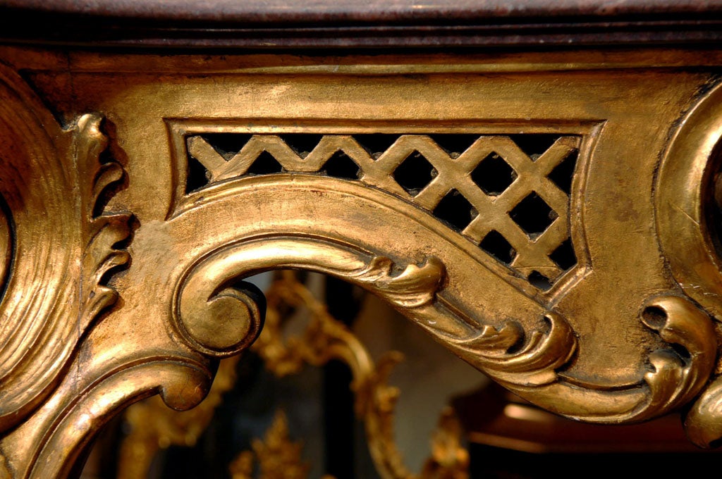 19th Century Louis XV gilded console, marble top 2