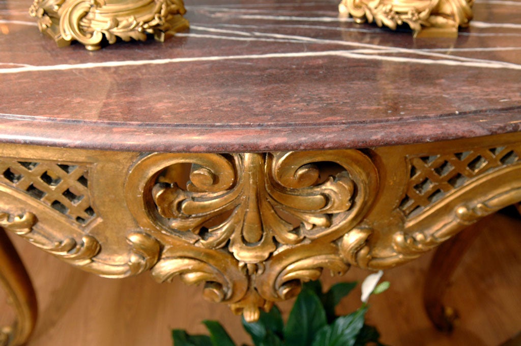 19th Century Louis XV gilded console, marble top 3
