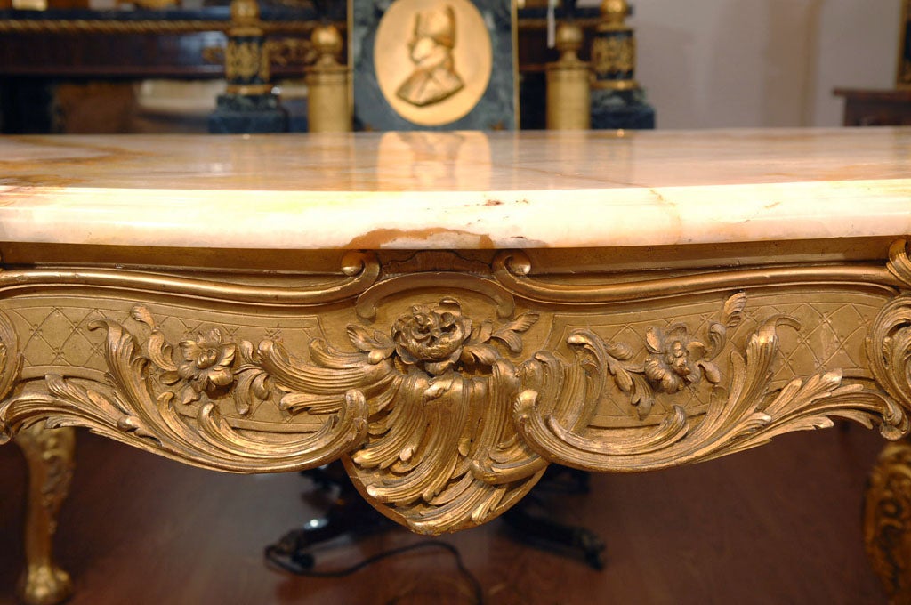 French Beautiful 19th salon table-Russian Onyx top