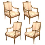 Set of 4 Louis XVI 19th Century gilded armchairs