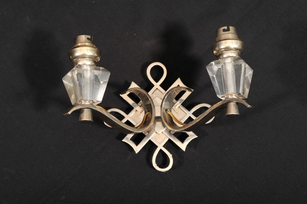 Leleu Art Deco Pair of Wall Sconces In Good Condition For Sale In Bridgewater, CT