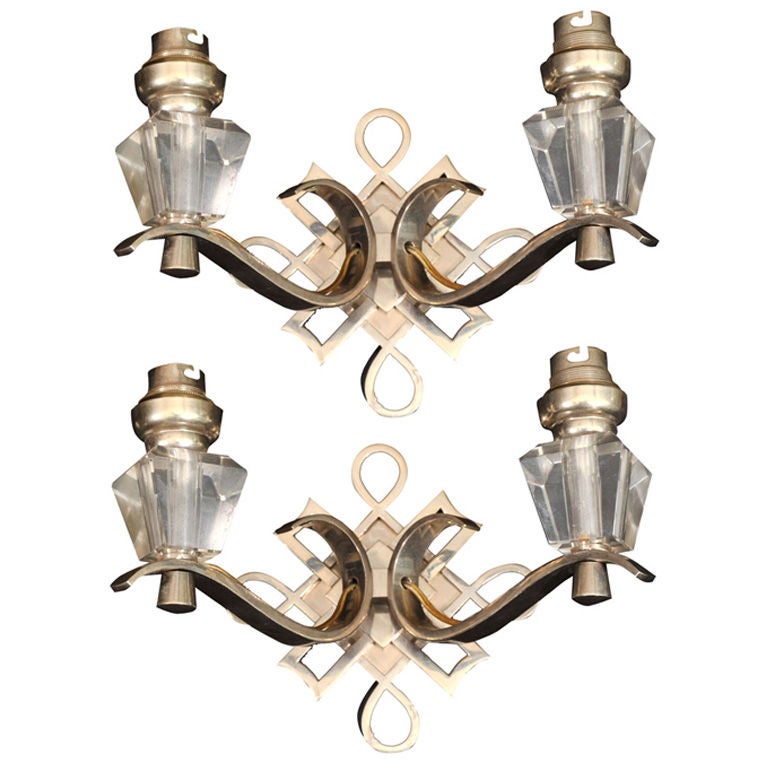 Leleu Art Deco Pair of Wall Sconces For Sale