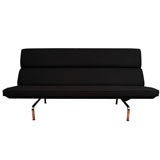 Eames compact sofa reupholstred in black Knoll wool