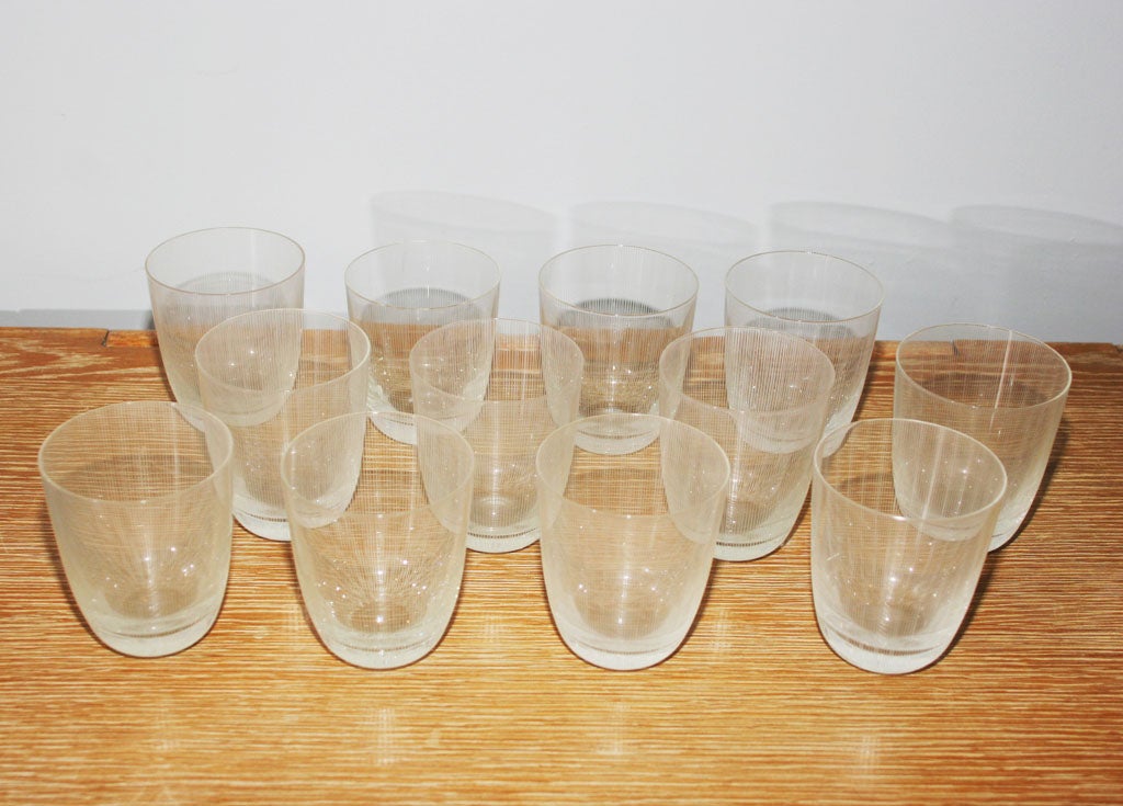 Set of 12 Stemless Danish Wine Glasses attributed to Per Lutken