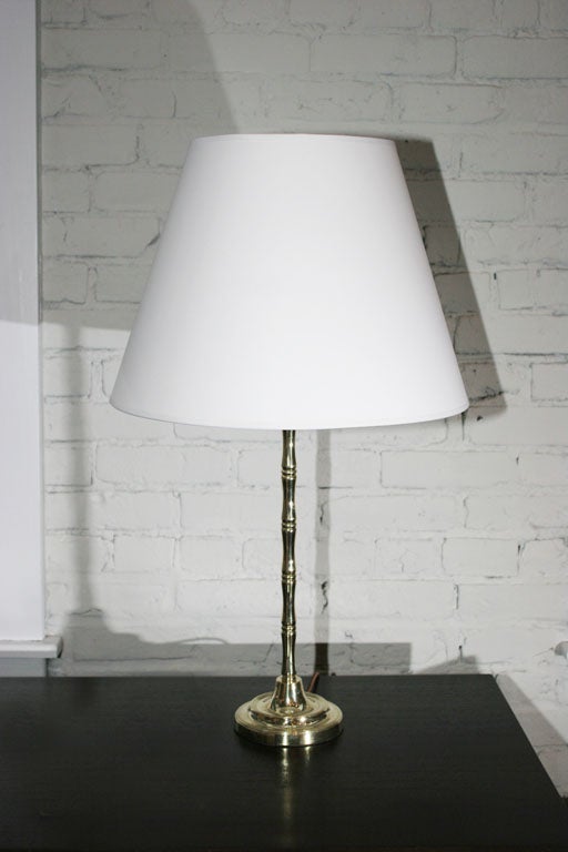Pair French Brass Faux Bamboo Table Lamps