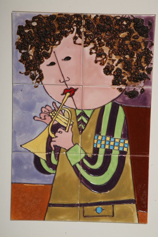 Pair of Harris Strong Ceramic Tile Musicians