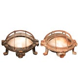 Pair Round Industrial Ceiling Lights