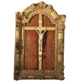 Antique Framed Ivory Figure of Jesus