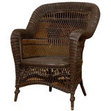 Antique c 1890-1910 Heywood Wakefield Rolled Arm Wicker Chair