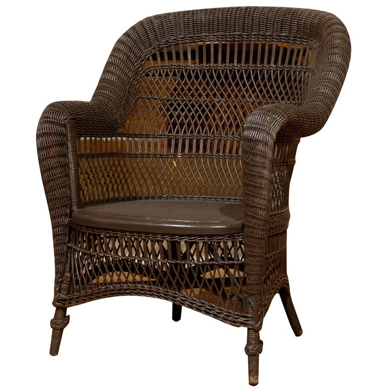 c 1890-1910 Heywood Wakefield Rolled Arm Wicker Chair at 1stdibs