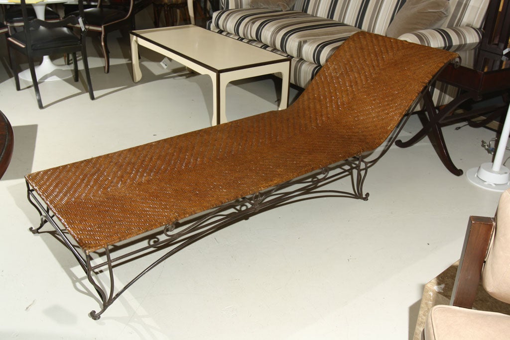 CANE  & IRON  CHAISE  LONGUE