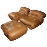 Vintage CASSINA  PAIR OF SORIANA  LOUNGE  CHAIRS  & OTTOMAN