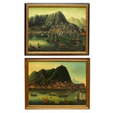 Oil   Painting  Hong  Kong  Harbor In  1840