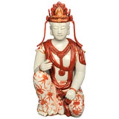 Japanese Hand-Painted Porcelain Bodhisattva Sculpture 11