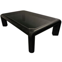 Vintage Rectangular Embossed Leather Cocktail Table by Karl Springer