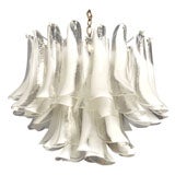 Hand Blown Glass Easter Lily Petal Chandelier by Mazzega
