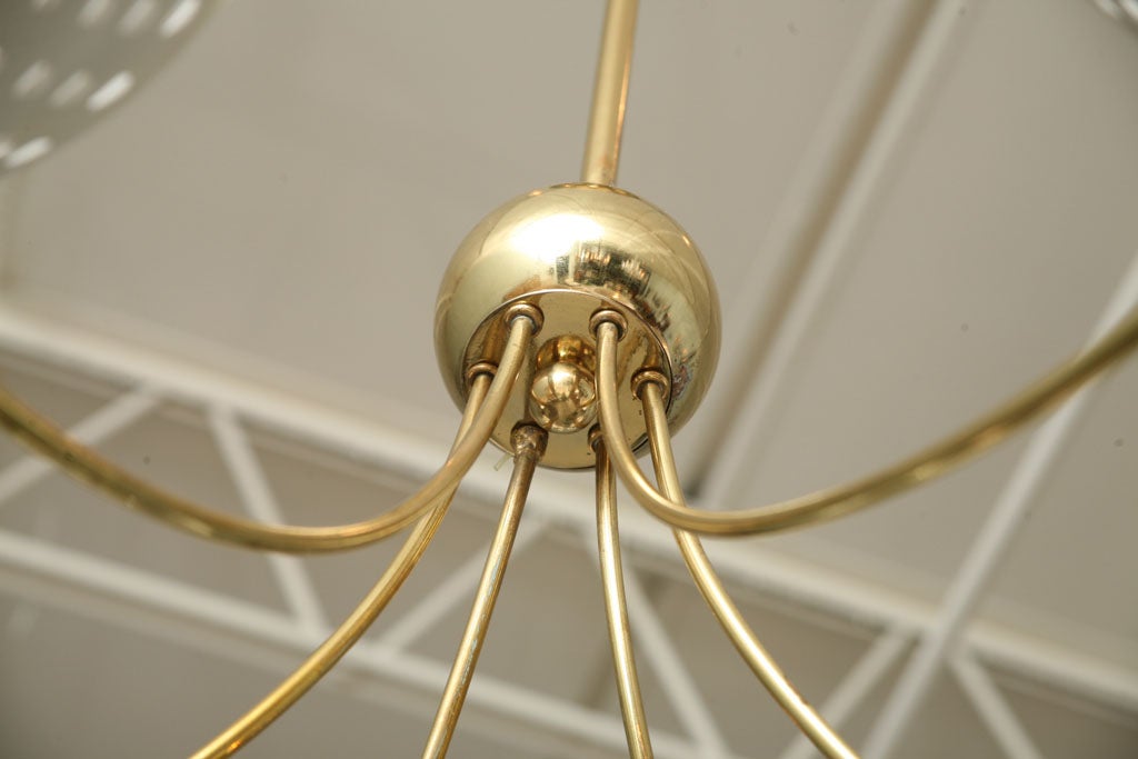 Brass Monumental American Modern Six-Light Chandelier