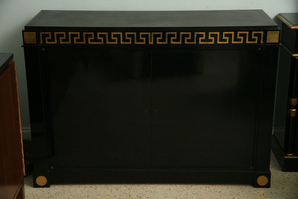 French An Andre Arbus Bronze Mounted and Ebonised 2 Door Credenza