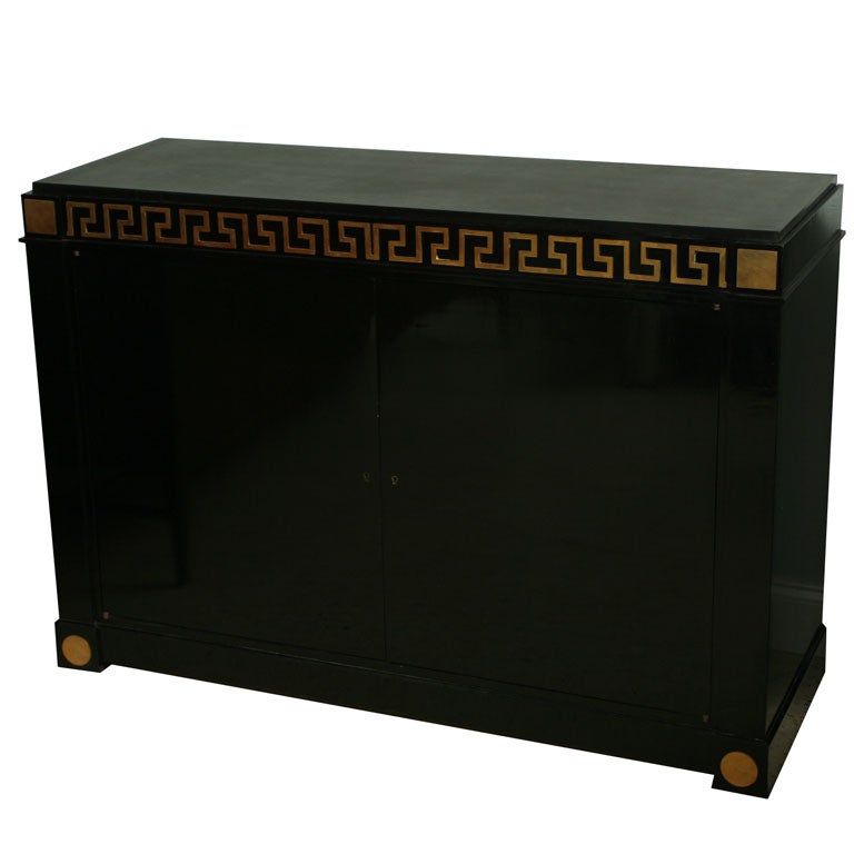 An Andre Arbus Bronze Mounted and Ebonised 2 Door Credenza