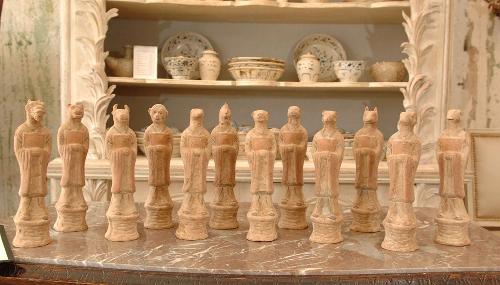 Set of 12 Chinese Terra Cotta Zodiac Animal Figures