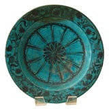 Persian Blue Glazed Plate with Black Underglaze