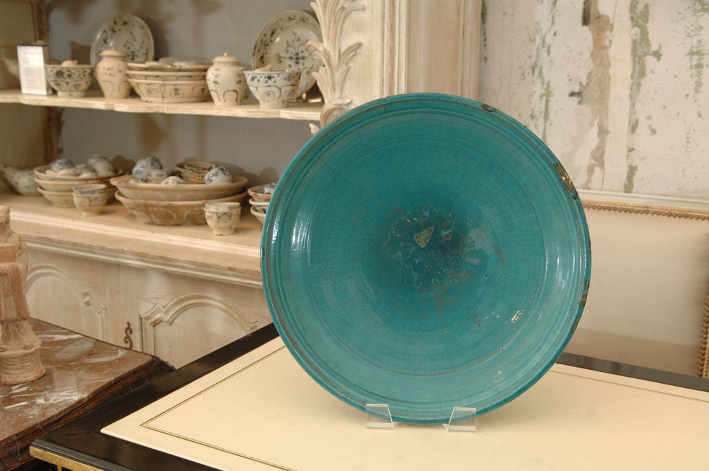 Rare 14th Century Persian Blue Glazed Plate