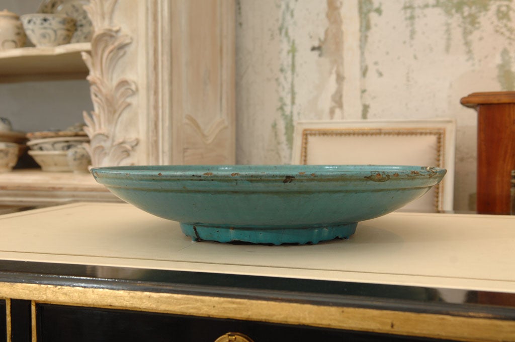 18th Century and Earlier Rare Persian Blue Glazed Open Bowl