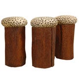 Set of Carved Tree Stump Stools