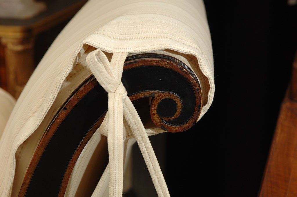 Wool Regency-Style Gilt and Ebonized Recamier