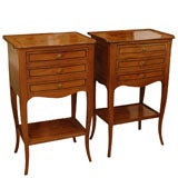 Pair French Fruitwood Inlaid Side Tables