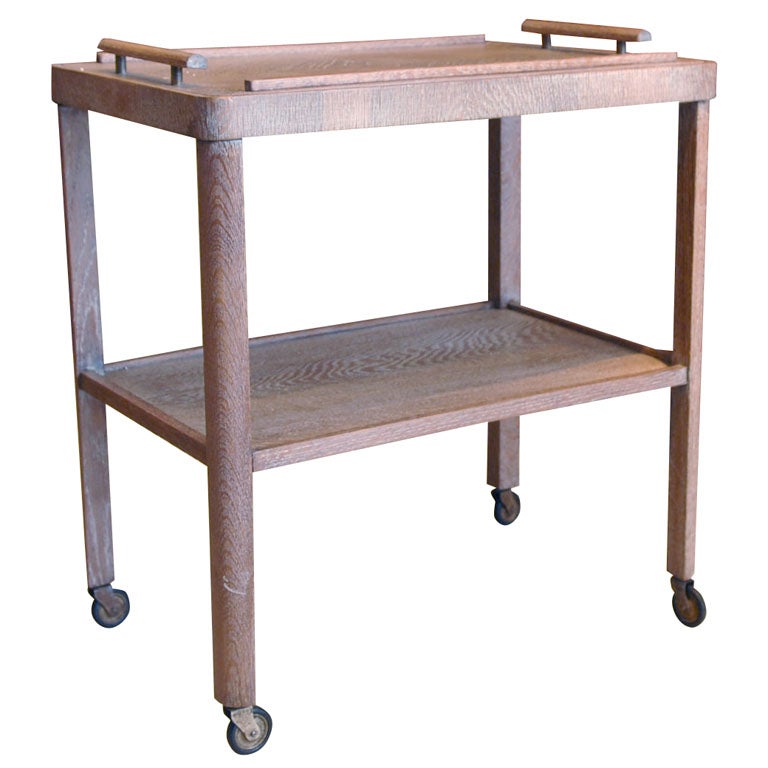 French Limed Oak Serving Cart For Sale at 1stDibs