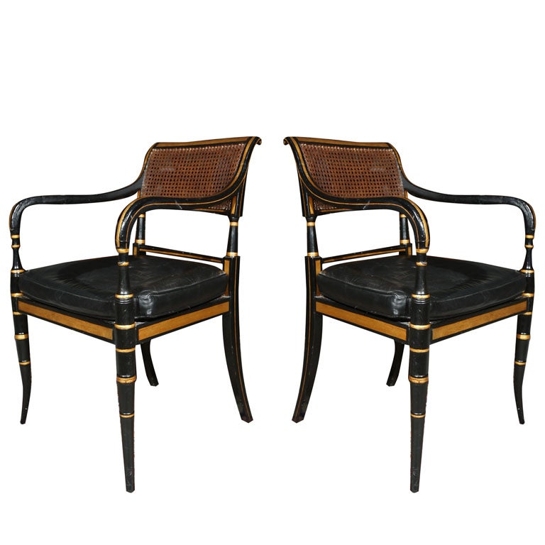 Pair of Regency style armchairs