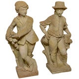 PAIR OF EARLY 20thC FIGURAL GARDEN STATUES