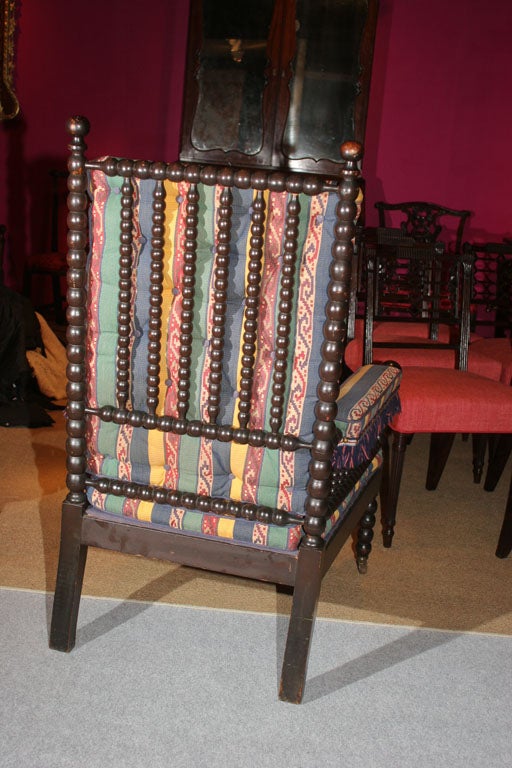 19th Century Renaissance Revival Ebonized Bobbin-Turned Armchair, English, circa 1870 For Sale