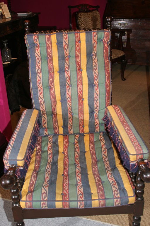 Renaissance Revival Ebonized Bobbin-Turned Armchair, English, circa 1870 For Sale 1
