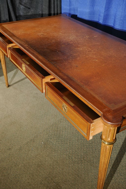 Mahogany Louis XVI style mahogany desk/bureau plat For Sale