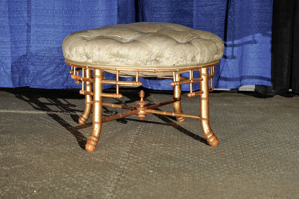 Giltwood faux bamboo ottoman