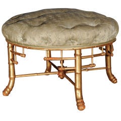 Antique Giltwood faux bamboo ottoman