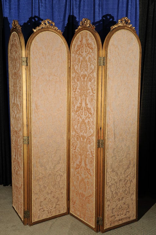 19th Century Giltwood upholstered folding screen