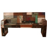 Patchwork Bench from Vintage and Reclaimed Wood